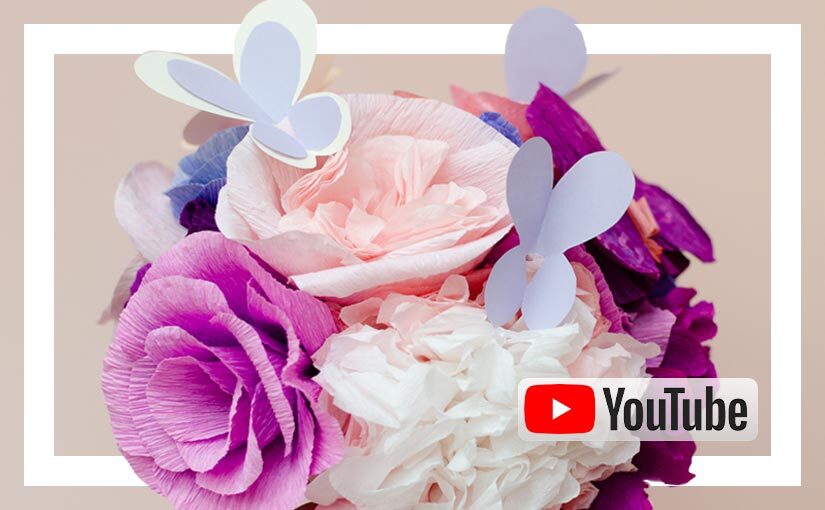 Video buchet handmade din flori de hartie mov